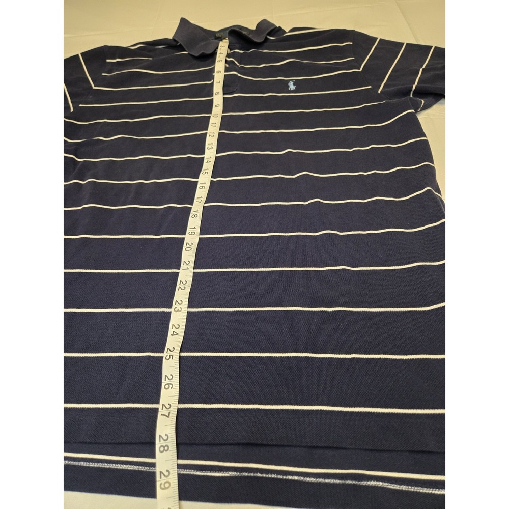 Polo Ralph Lauren Polo Shirt Mens Extra Large Navy White‎ Striped Luxe Preppy - Picture 2 of 7